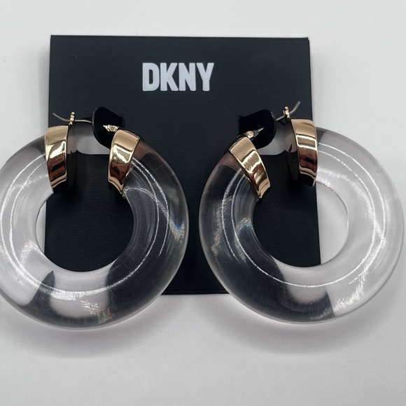 DKNY Clear Resin Hoop Earrings NEW - NEVER WORN! - Picture 5 of 5
